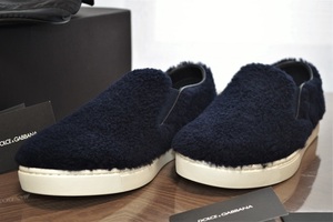 DOLCE&GABBANA ドルチェ&ガッバーナ Sherpa Sneakers Slip On シェルパ ムートンレザー ボア スリッポン / スニーカー 6 1/2 未使用 希少