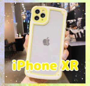 即決 送料無料 【iPhoneXR】イエロー iPhoneケース 大人気 シンプル フレーム かわいい クリア スマホケース カップル スマホカバー 傷防止