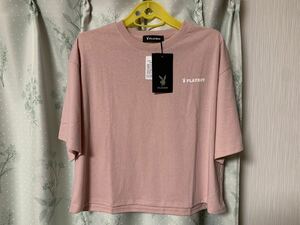 新品未使用 プレイボーイ PLAYBOY ピンク オーバーサイズ 半袖 Tシャツ レディース バックプリント アメコミ