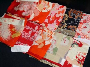 【KIRUKIRU】1）アンティーク 長襦袢 10点 正絹 錦紗 東雲縮緬 大正ロマン 着物 kimono 古布 古裂 リメイク 材料 人形細工 生地 ジャンク