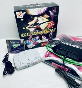 美品/動作品 SONY ソニーPSone プレイステーション プレステSCPH-100＋ダンスダンスレボリューション　コントローラソフト付きまとめ(H-28)