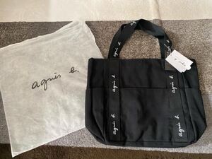 新品☆agnes b.(アニエスベー)ロゴテープキャンバストートバッグ☆B