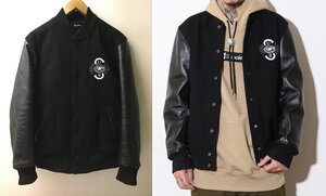 ◆Subciety サブサエティ 20aw STADIUM JKT 防寒 袖レザー メルトン スタジャン M 黒 美品　定価49500円 スタジアム ジャケット