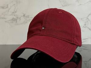 【未使用品】572KB上品★TOMMY HILFIGERトミー・ヒルフィガ－ チノキャップ CAP 上品で高級感のあるボルドーのコットン素材《FREEサイズ》