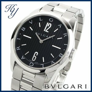 1円～ 3ヶ月保証付き 磨き済み 美品 本物 定番 人気 BVLGARI ブルガリ ソロテンポ ST37S ブラック メンズ 時計