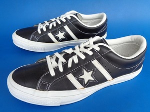 14200■美品 CONVERSE JACKSTAR STAR&BARS コンバース ジャックスター スターアンドバーズ 黒 白 レザー US 7 25.5 1CK135