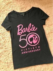 即決★一度着用☆Barbieバービー★半袖Tシャツ★M★黒★50anniversary