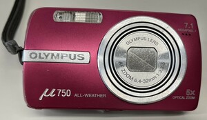  OLYMPUS オリンパス μ 750 コンパクトデジタルカメラ　デジカメ バッテリー付属　ケース付　動作未検品　中古　現状品