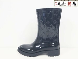 ヴィトン LOUISVUITTON ドロップス ライン ブーツ ラバー ブラック 1A8QV0 23ｃｍ 靴 長靴 未使用 レディース アパレル