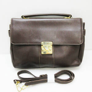 GN-3075【2WAYバッグ】Les bagages femme Paris★レザー★ブラウン系★レトロ★ゴールド金具★ブランドバッグ★ヴィンテージ BAG★