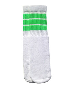 SkaterSocks ベビー キッズ ロングソックス 靴下 赤ちゃん Kids White tube socks with Neon Green stripes style 1 (10インチ)