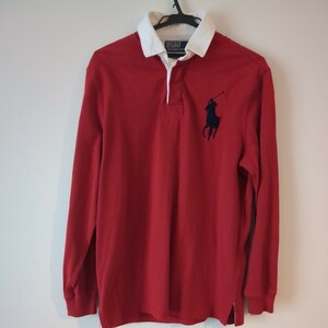 ポロラルフローレン　ラガーシャツ　メンズSサイズ　170/92A 赤　レッド　ビッグポニー　長袖カットソーTシャツ　POLO　Ralph Lauren