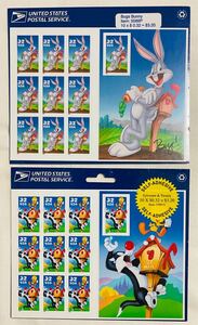 【全て未使用】切手　USA (Bugs Bunny $3.2 + Sylvester & Tweety $3.2 ：計$6.4 ) アンティーク　レトロ　ビンテージ　