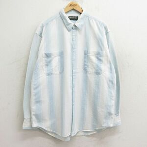 XL/古着 アメリカンイーグル 長袖 ブランド シャツ メンズ 90s コットン 薄紺他 ネイビー ストライプ 24sep06 中古 トップス