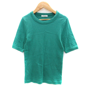 マカフィー MACPHEE トゥモローランド Tシャツ カットソー 五分袖 クルーネック S グリーン 緑 /SM7 レディース