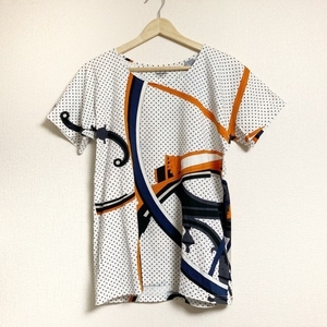 エルメス HERMES 半袖Tシャツ サイズ34 S - 白×黒×マルチ レディース Washington’s carriage/ドット柄 トップス