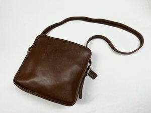 vintage old coach brown square shape leather bag オールドコーチ ショルダーバッグ ブラウン レザー