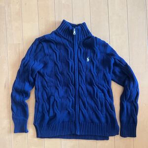 POLO RALPH LAUREN ポロ ラルフローレン ケーブルニット フルジップ ネイビー サイズS ニット