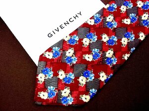 ♪24739D♪状態並品【花 格子 柄】ジバンシィ【GIVENCHY】ネクタイ