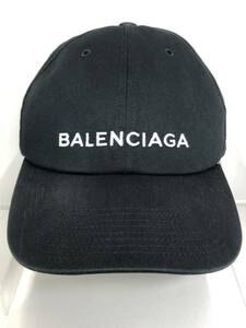 H116/BALENCIAGA バレンシアガ キャップ 刺繍　L59ブラック 