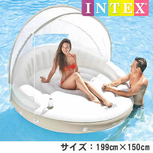 新品INTEXインテックス199cm x150cmキャノピーアイランド フロートラウンジ 浮輪ボートプール海川 海水浴アウトドアキャンプ水遊びレジャー