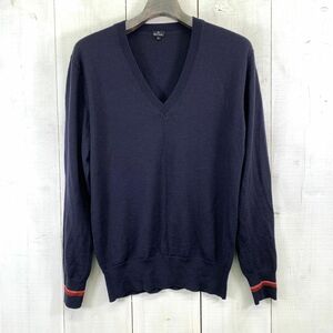 ポールスミス Paul Smith Vネックウールニットセーター(L)ネイビー