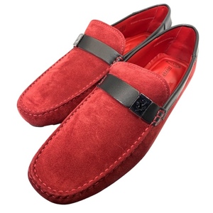 【未使用】TODS トッズ Ferrari フェラーリ ローファー ドライビングシューズ レザー スエード ブラック レッド [サイズ 10 (約29cm)]