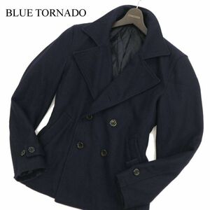 BLUE TORNADO トルネードマート 秋冬 裏地キルティング メルトン ウール★ 中綿 Pコート Sz.LL　メンズ ネイビー　C3T10643_B#N