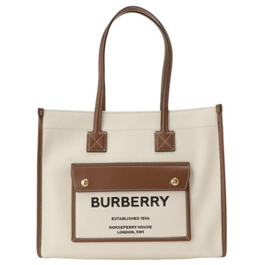 バーバリー フレヤトートバッグ BURBERRY 8044138 A1395 ツートン キャンバス＆レザー スモール ショルダーバッグ ナチュラル/タン