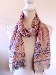 美品☆ETRO【エトロ】ペイズリー柄 シルク100%スカーフ☆ピンク系☆薄紫系☆薄手☆レディース☆ストール☆透け感