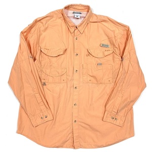 古着 00s COLUMBIA PFG コロンビア Bonehead L/S SHIRT フィッシングシャツ 長袖 シャツ XXL オレンジ / 80s 90s Y2K ビッグ 多ポケット