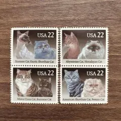 外国切手　アメリカ　1988　猫４種