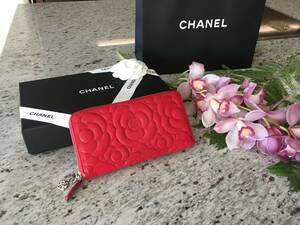 ★正規品★CHANEL★長財布★カメリアレザーラウンドファスナー★レッド★