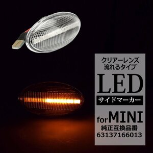 R50 R53 R52 LED サイドマーカー シーケンシャル ウインカー クリアーレンズ MINI 互換品 63137166013 FZ553