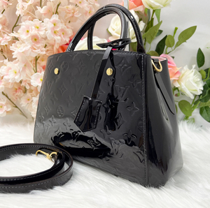 １円スタート 美品 LOUIS VUITTON ルイヴィトン モノグラム ヴェルニ モンテーニュBB ブラック ２WAY ハンドバッグ