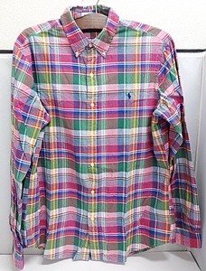 RALPH LAUREN ラルフ ローレン 長袖チェックシャツ AUTHENTIC Indian Madras インディアンマドラス 65978 サイズ:L