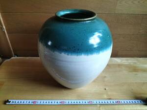コレクション　昭和　レトロ　置物　花瓶　大型　青系　ツボ　焼き物