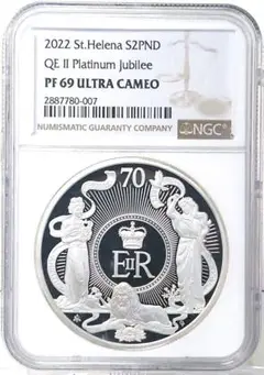 2022 プラチナジュビリー即位70周年 2oz£2銀貨 NGC PF69UC②