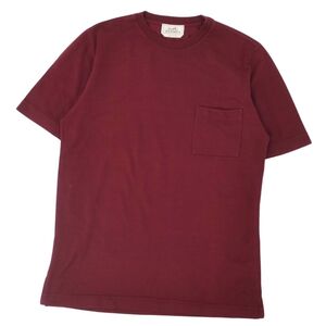 美品 エルメス HERMES Tシャツ カットソー 半袖 ショートスリーブ Hロゴ 刺繍 鹿の子 トップス メンズ XS ボルドー cf09om-rm20f11729