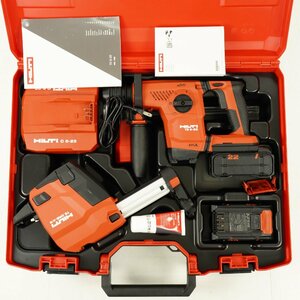 美品 HILTI ヒルティ 充電式ロータリーハンマードリル TE 6-22 + DRS-4/6 集塵システム・バッテリー2個・充電器・ケース付きセット[R13577]