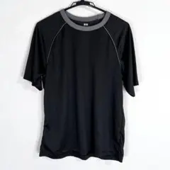 【UNIQLO】黒 ブラック系 半袖 Tシャツ カットソー メンズ Mサイズ