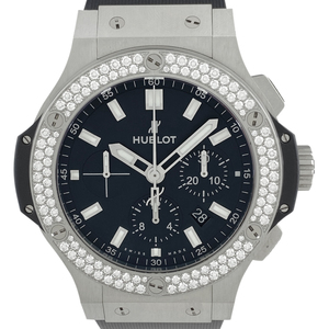 ウブロ HUBLOT ビッグバン スチール ダイヤモンド 301.SX.1170.RX.1104 腕時計 SS ラバー 自動巻き ブラック メンズ 【中古】