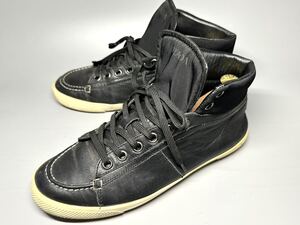 【即決】 PRADA プラダ メンズ 25cm程度 40 ハイカットスニーカー 本革 レザー 黒 ブラック くつ ブランド カジュアル 靴