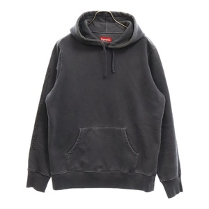 SUPREME シュプリーム 15SS Over Dyed Hooded Sweatshirt アームロゴプリント スウェット プルオーバーパーカー チャコールグレー