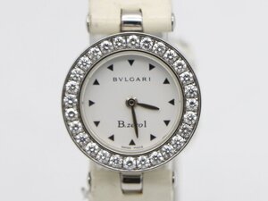 【 ブルガリ BVLGARI 】BZ22S ビーゼロワン 純正ダイヤベゼル SS/革 クォーツ 白文字盤 レディース 箱 □新着 02363-0