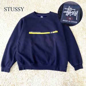 STUSSY 紺タグ プルオーバー ステューシー トレーナー ネイビー M ステューシー 裏起毛 