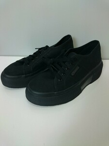 SUPERGA◆ハイソール/ローカットスニーカー/37/BLK/キャンバス