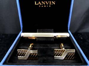 ■新品N■№0385 ランバン【LANVIN】【ゴールド・シルバー】■カフス＆ネクタイピン タイピン セット♪