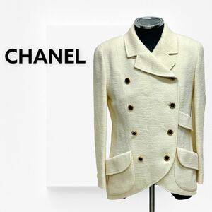 高級 CHANEL シャネル ヴィンテージ 金ボタン ダブルジャケット レディース