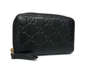 1円 ■美品■ GUCCI グッチ 447939 GG柄 グッチシマ レザー コインケース コインパース 小銭入れ メンズ レディース ブラック系 FI4243